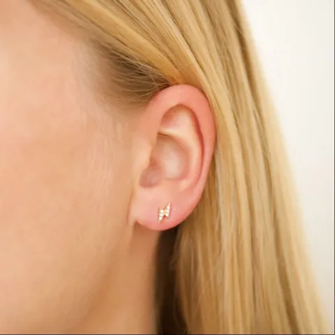 bliksem oorbellen in verguld messing - Eliné