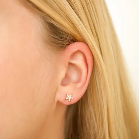 ster zirkoon oorbellen in verguld messing - Eliné