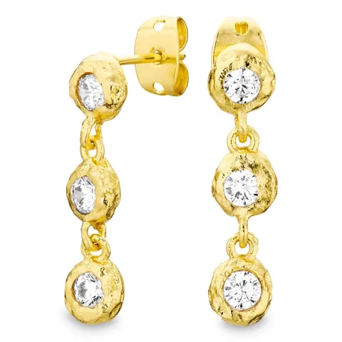 zirkoon oorbellen in verguld messing - Eliné