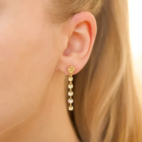 lange oorbellen in verguld messing - Eliné