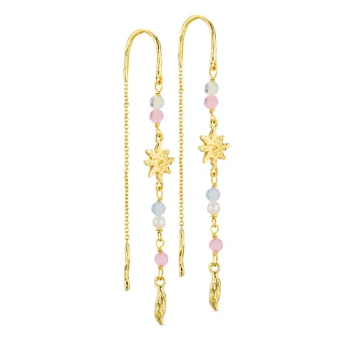 lange ster ketting oorbellen in verguld messing - Eliné