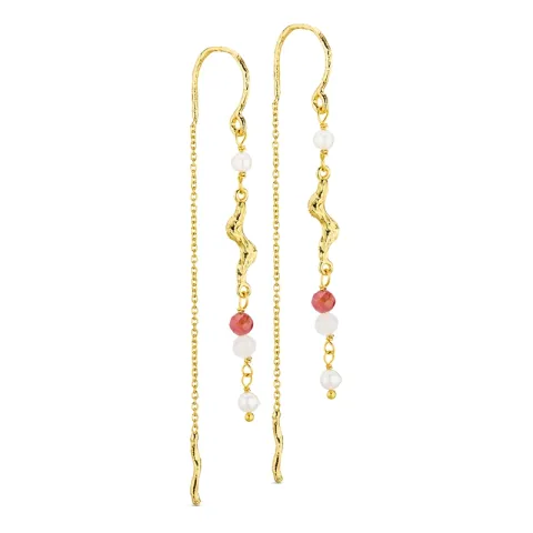 lange ketting oorbellen in verguld messing - Eliné