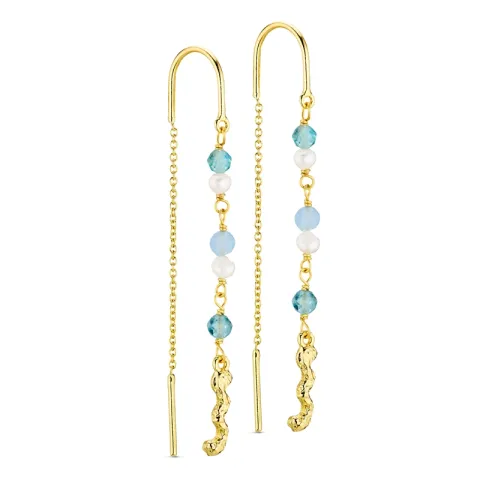 lange ketting oorbellen in verguld messing - Eliné