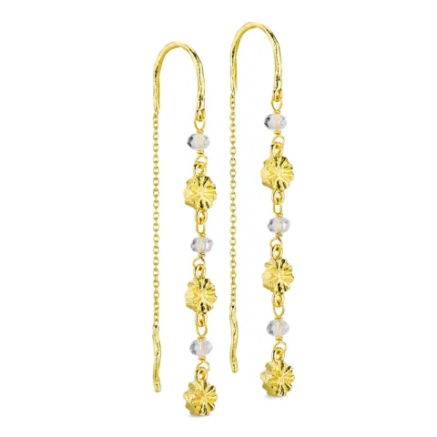 lange heldere kwarts ketting oorbellen in verguld messing - Eliné