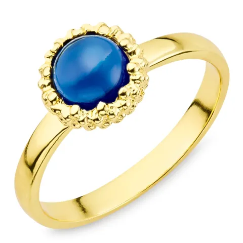 syntetische saffier ring in verguld messing - Eliné
