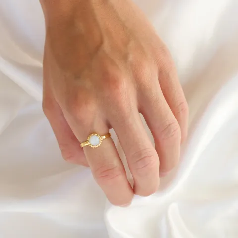 maansteen ring in verguld messing - Eliné