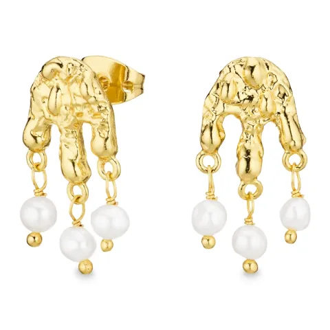 parel oorbellen in verguld messing - Eliné