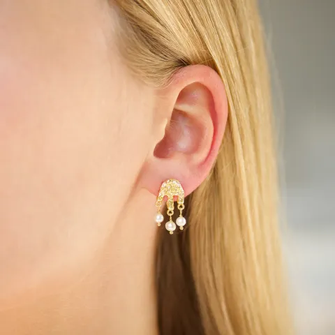 parel oorbellen in verguld messing - Eliné