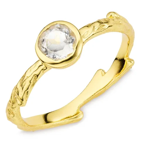 heldere kwarts ring in verguld messing - Eliné