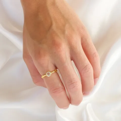 heldere kwarts ring in verguld messing - Eliné