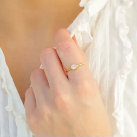 zirkoon ring in verguld messing - Eliné