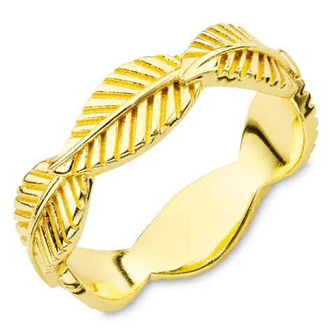 blad ring in verguld messing