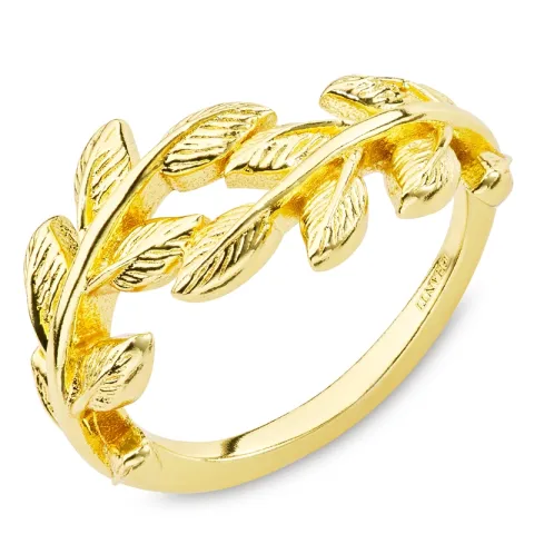 blad ring in verguld messing