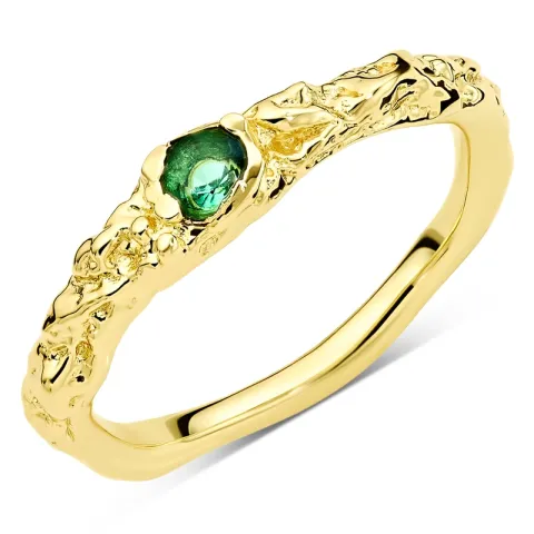 groen kristal ring in verguld messing - Eliné