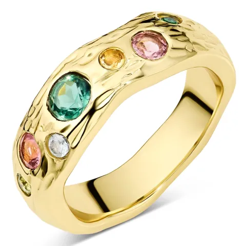 groen kristal ring in verguld messing - Eliné