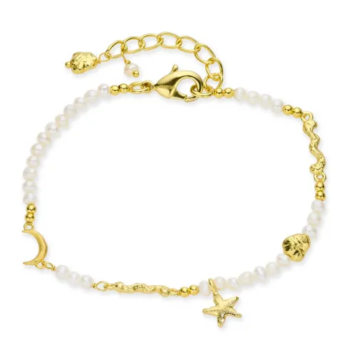 parel armband in verguld messing - Eliné