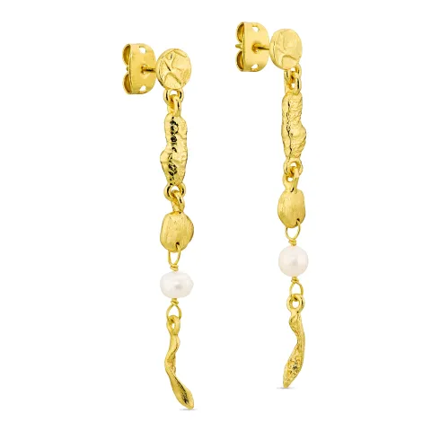 parel oorbellen in verguld messing - Eliné