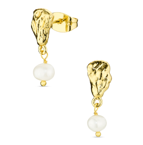 parel oorbellen in verguld messing - Eliné