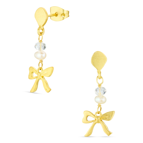 strikje oorbellen in verguld messing - Eliné