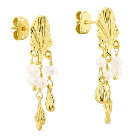 parel oorbellen in verguld messing - Eliné