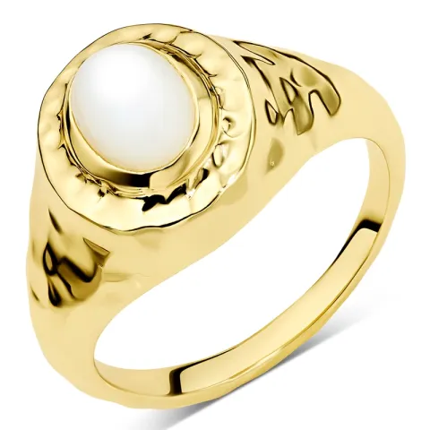 parelmoer ring in verguld messing - Eliné