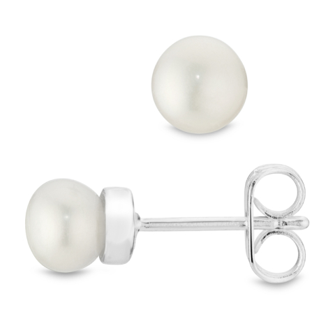 5 mm parel oorsteker in verzilverd messing - Eliné