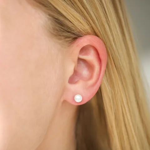 5 mm parel oorsteker in verguld messing - Eliné