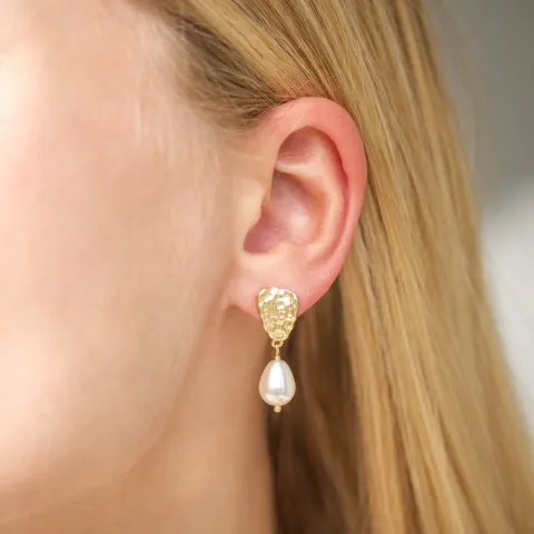 parel oorbellen in verguld messing - Eliné