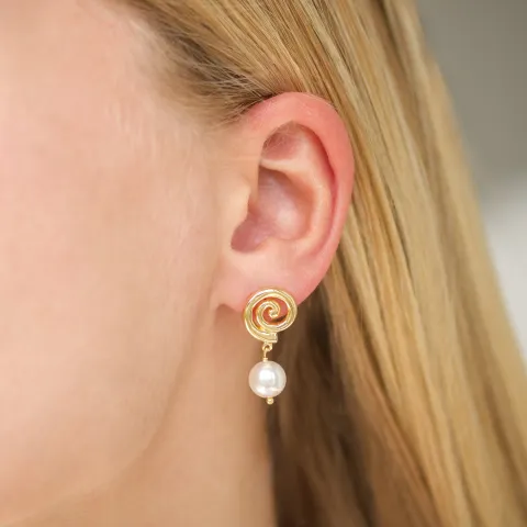parel oorbellen in verguld messing - Eliné