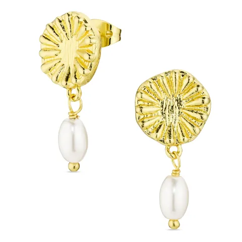 parel oorbellen in verguld messing - Eliné