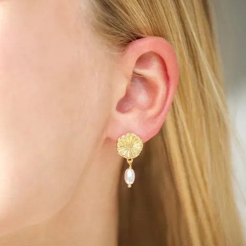 parel oorbellen in verguld messing - Eliné