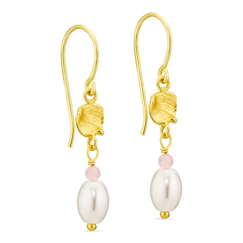 roze oorbellen in verguld messing - Eliné