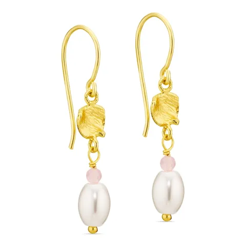 parel oorbellen in verguld messing - Eliné