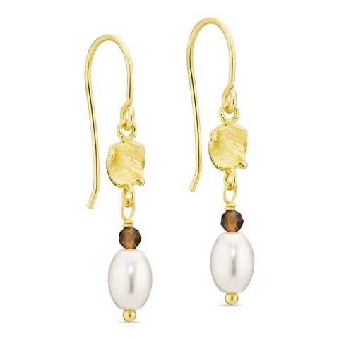 parel oorbellen in verguld messing - Eliné