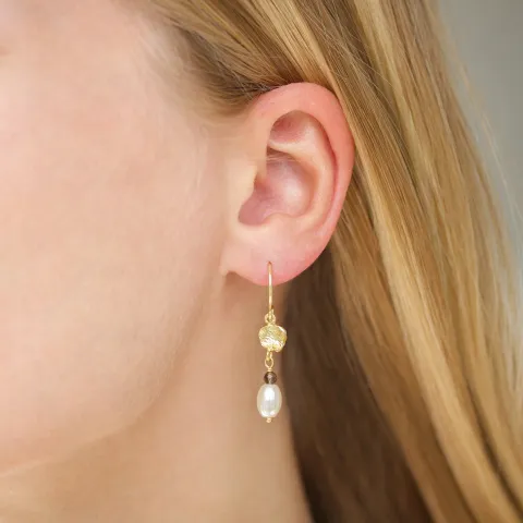 bruin oorbellen in verguld messing - Eliné