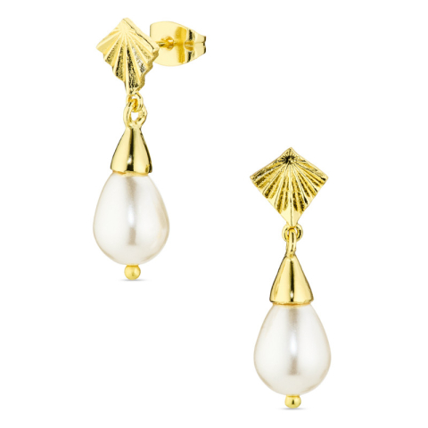 parel oorbellen in verguld messing - Eliné