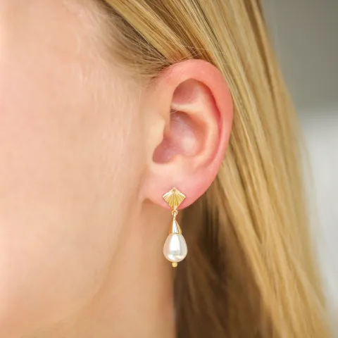 parel oorbellen in verguld messing - Eliné