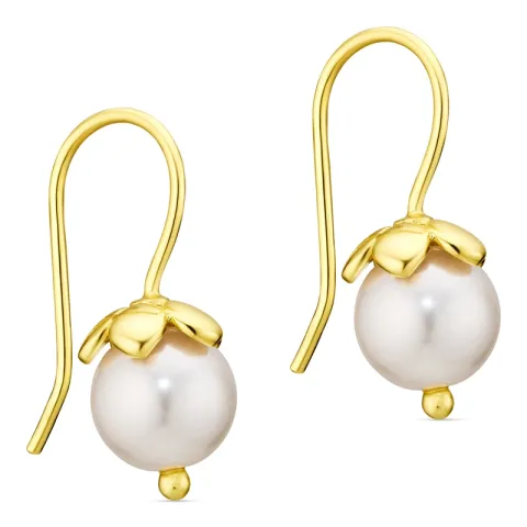 parel oorbellen in verguld messing - Eliné