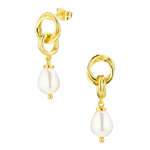 parel oorbellen in verguld messing - Eliné