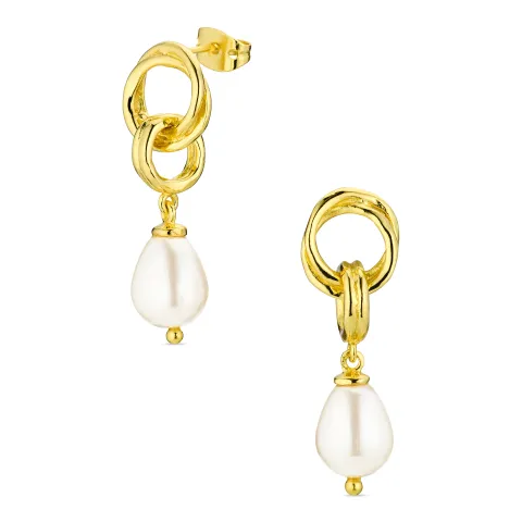 parel oorbellen in verguld messing - Eliné