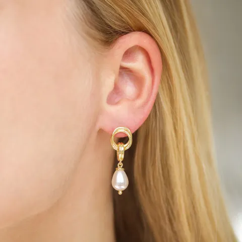 parel oorbellen in verguld messing - Eliné