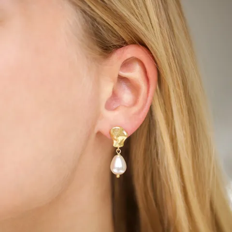 parel oorbellen in verguld messing - Eliné