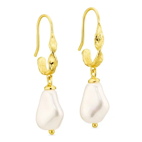 parel oorbellen in verguld messing - Eliné