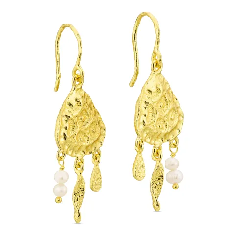 parel oorbellen in verguld messing - Eliné