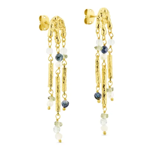 veelkleurig oorbellen in verguld messing - Eliné