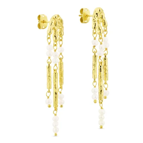 parel oorbellen in verguld messing - Eliné