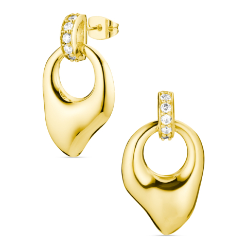 zirkoon oorbellen in verguld messing - Eliné
