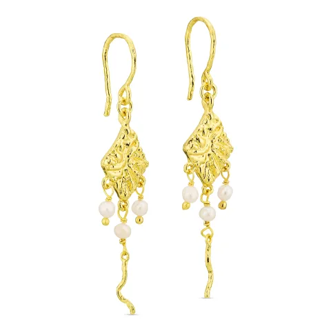 parel oorbellen in verguld messing - Eliné