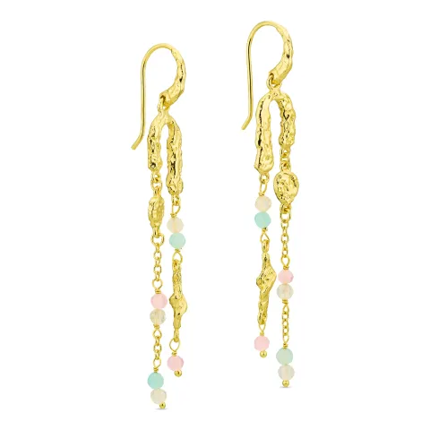 lange ketting oorbellen in verguld messing - Eliné