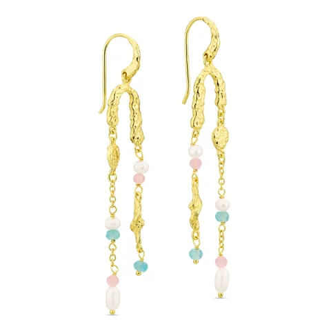 lange ketting oorbellen in verguld messing - Eliné